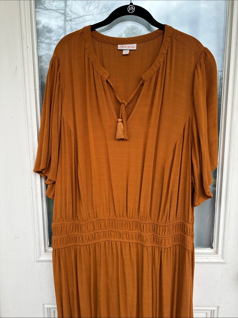 NWOT Knox Rose Tassel-Neck Maxi Dress in Rust/Copper (2X) - Picture 8 of 11